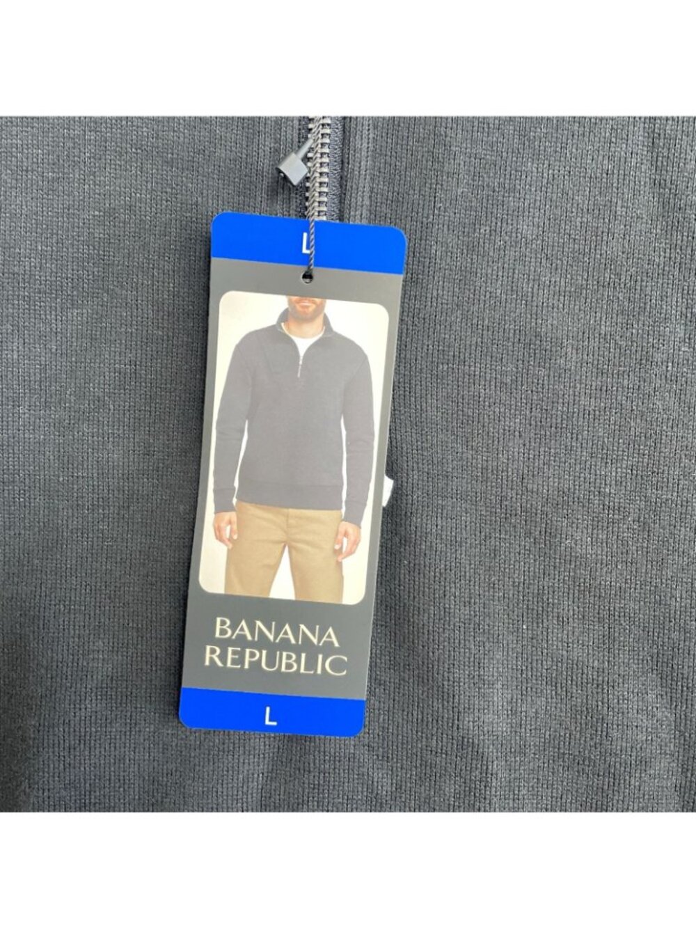 Banana Republic Men's L Black Half-Zip Sweatshirt Cotton Blend H1985 - Picture 7 of 9